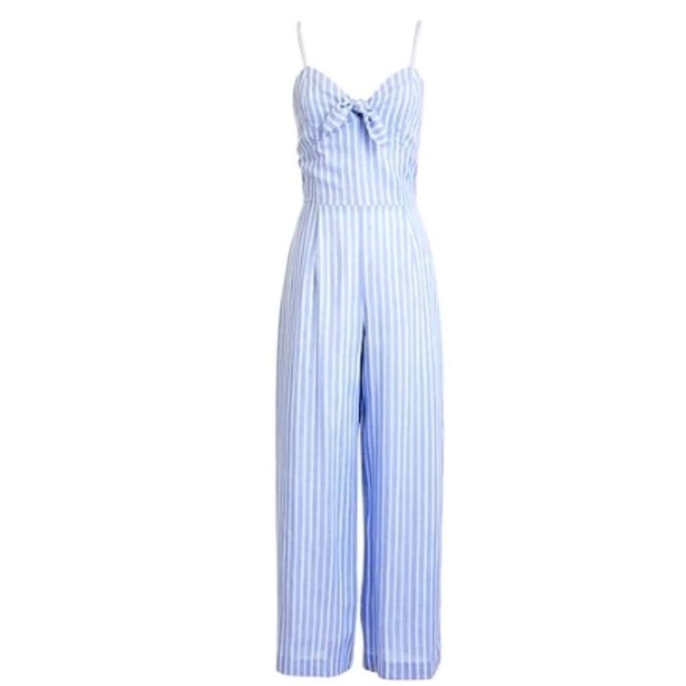 J Crew - Tie Front Jumpsuit - Blue & White - 18